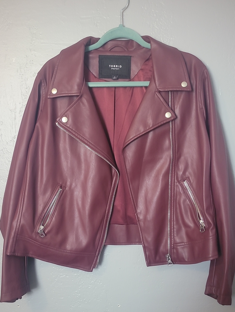 torrid Faux Leather Moto Jacket in Deep Burgundy